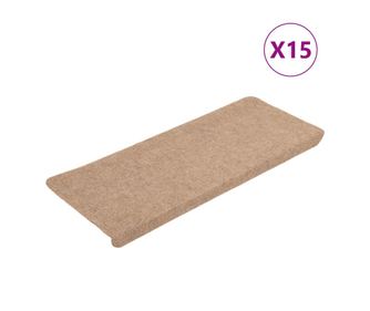 vidaXL Covorașe scări autoadezive, 15 buc., bej, 65x24,5x3,5 cm