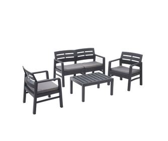 Set mobilier gradina/terasa, Progarden, JAVA, 4 piese, polipropilena, antracit, canapea 2 locuri 121x58x74 cm, 2 scaune 63x58x74
