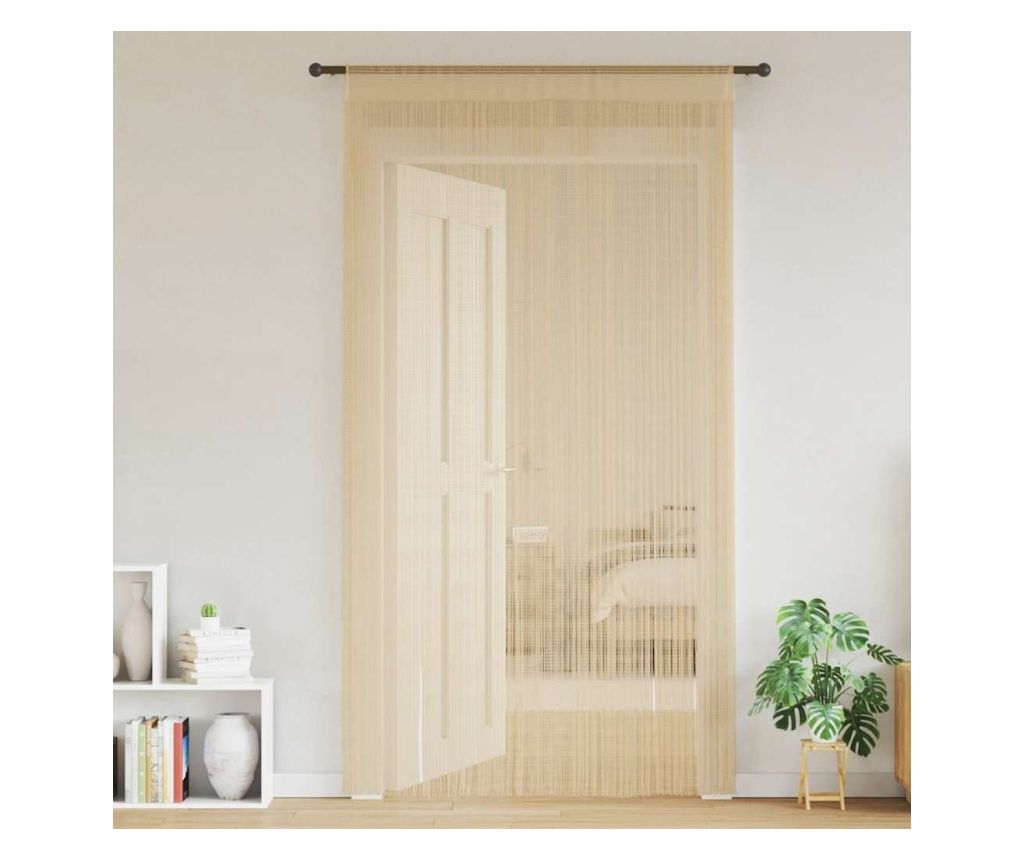 vidaXL Fringe Curtains, 2 Pcs, 140 x 250 cm, Beige