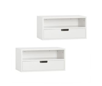 SoBuy biele zavesné nočné stolíky s 2 zásuvkami, z MDF, nosnosť 20 kg