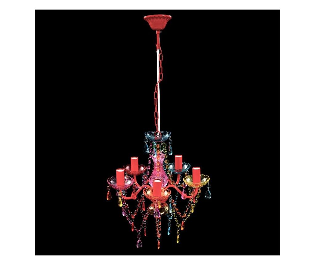 Artificial Crystal Chandelier for 5 Bulbs Multicolor