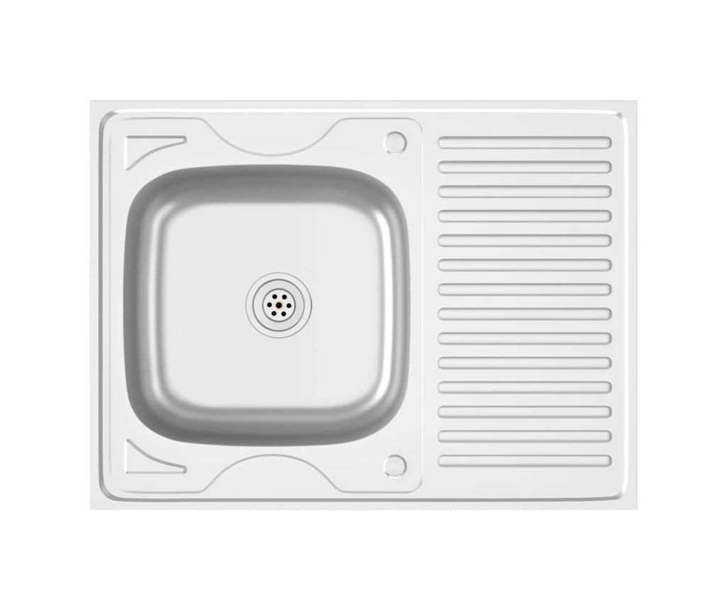 vidaXL Kitchen Sink with Drainer, Silver 800x600x155 mm Steel