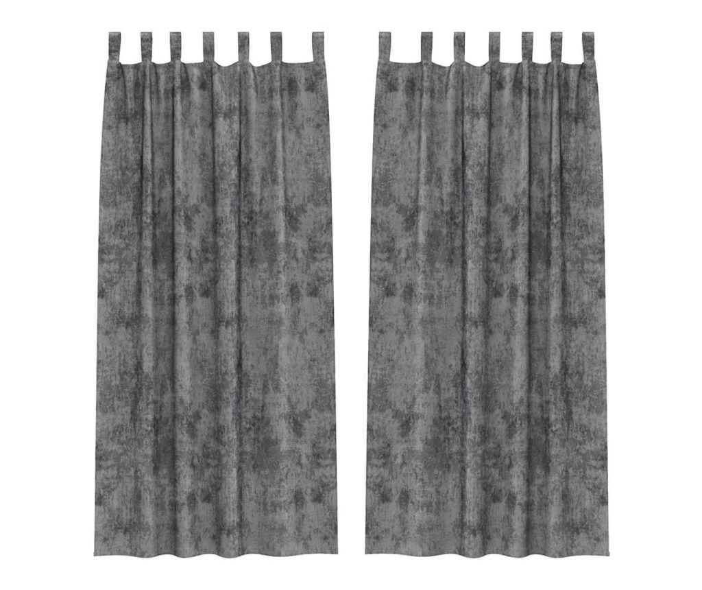 vidaXL Velvet Curtains with Drapes 2 pcs Grey 225 x 140 cm Velvet