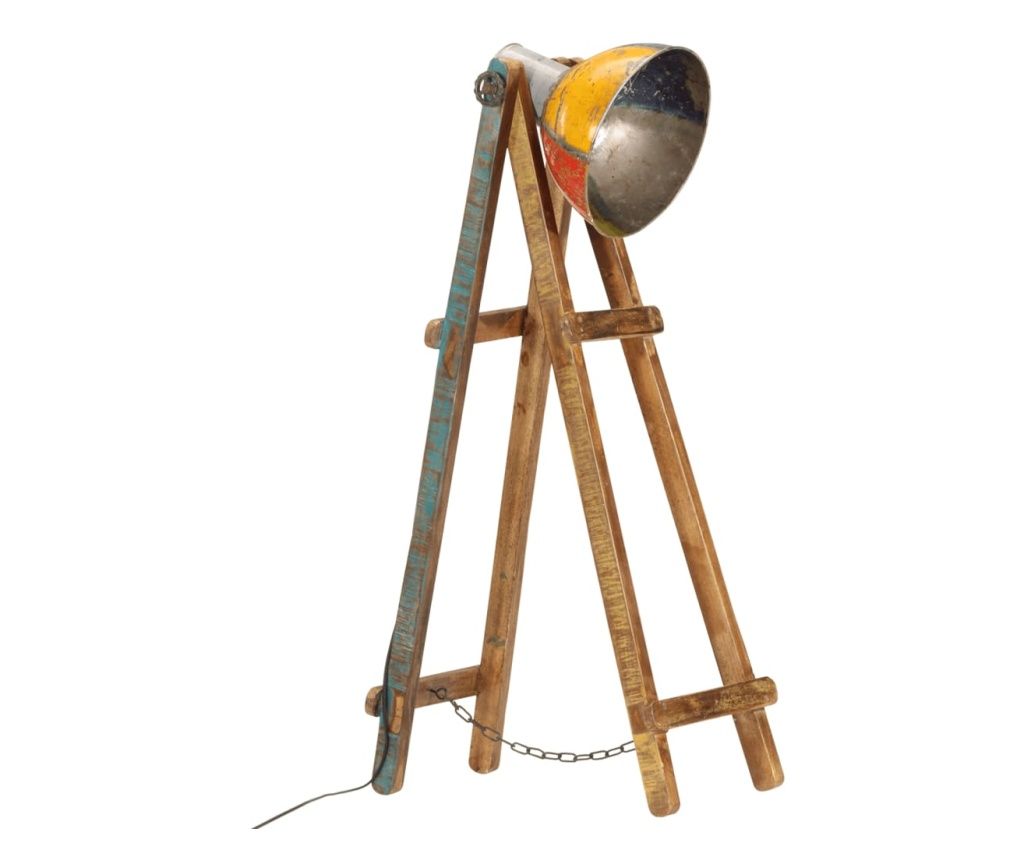 vidaXL Multicolor E27 Mango Solid Wood Floor Lamp
