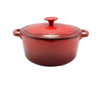 Emajlirana litoželezna posoda s pokrovom 22 cm, 3,2 L Perfect Home 12007, rdeča