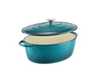 Oválná emailovaná litinová hrnec s víkem 7L 34 cm tyrkysová Perfect Home 17822
