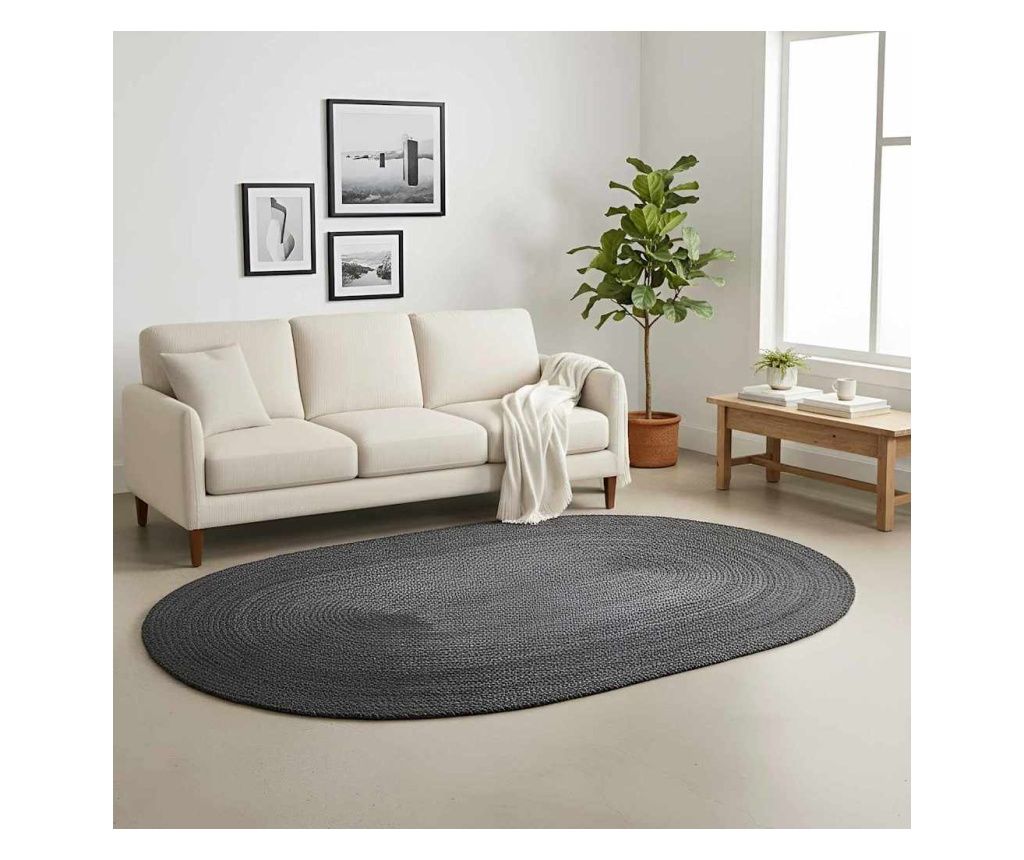 vidaXL Area Rugs Oval Black 205 x 305 cm Jute