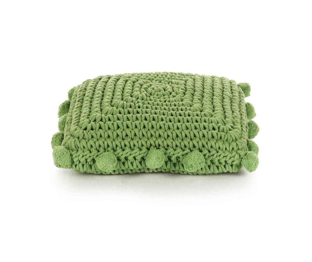 vidaXL Basketweave Decorative Pillow with Cushion Green 50 x 50 cm Cotton