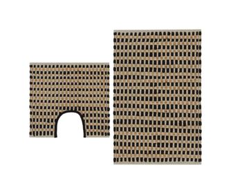 Sada ručně vyrobených koupelnových koberečků, přírodní a černé, jutový textil