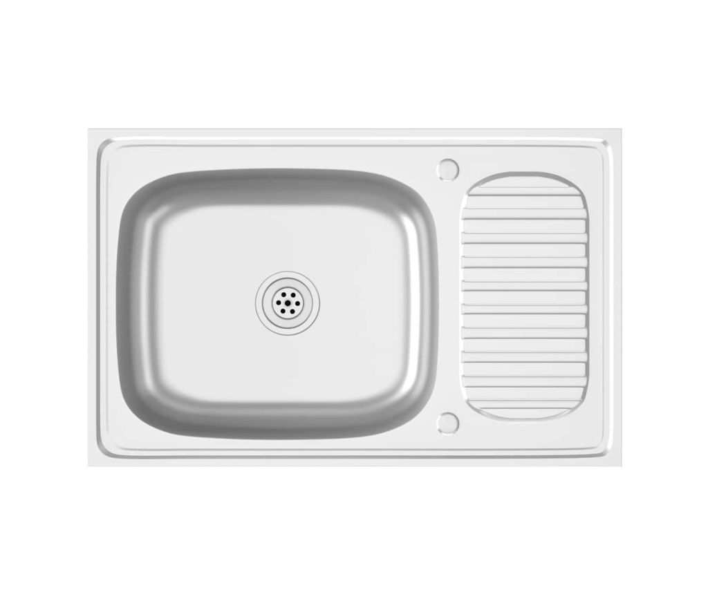 vidaXL Kitchen Sink with Drainer, Silver 800x500x155 mm Steel