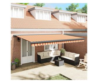 Izvlačni nadstrešek, rumeno/bel, 5x3 m, blago/aluminij