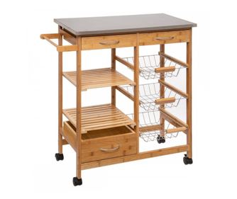 Маса за кухня многофункционална, бамбук, 73 x 37 x 86 см, 10 кг