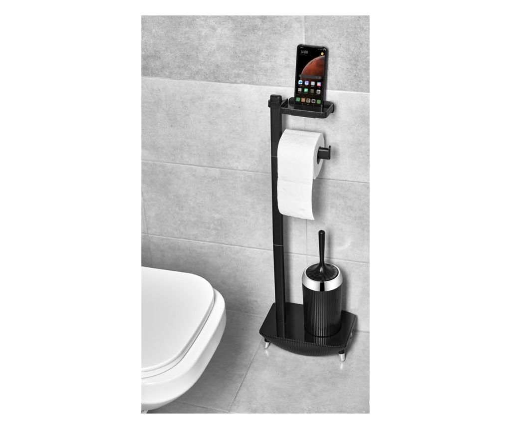 Wc Toilet Set stands with Brush, Bathroom Sink Brush Toilet Bowl Cleaning Brush, Black
