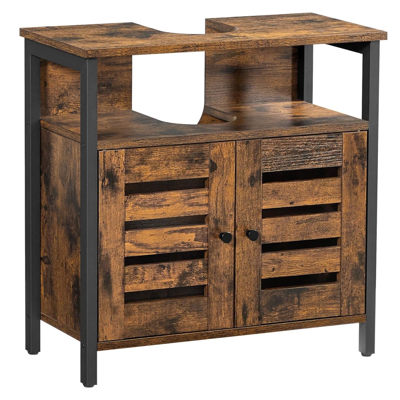 Vanity Base Cabinet, with 2 Doors, 2 Shelves, 60x30x60 cm, Rustic Brown