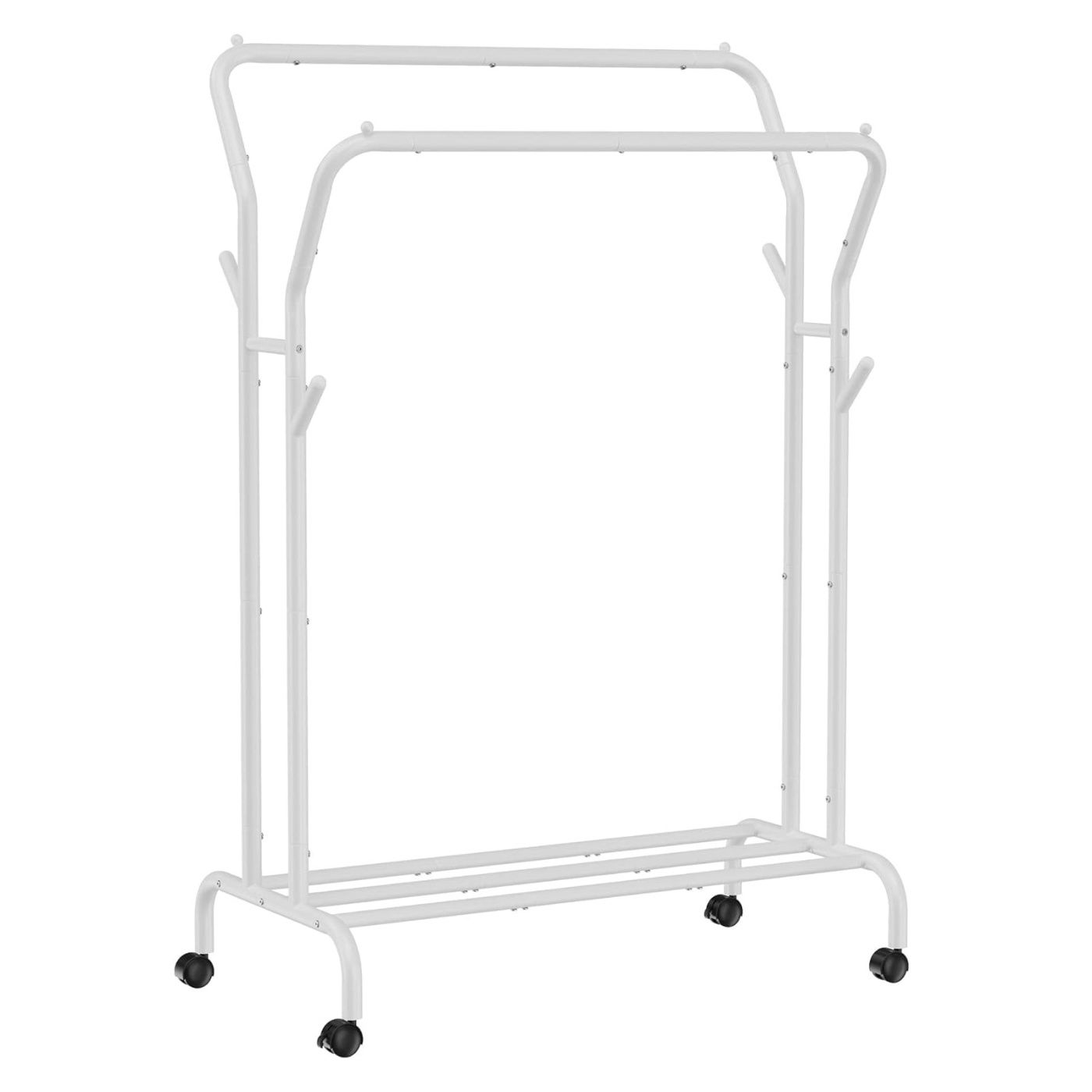 Suport haine roti polita sina dubla cadru metalic 100 kg, 53x104x155 cm, robust, alb
