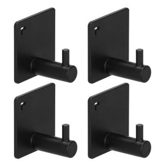 Set 4 agatatori baie tip cuier aluminiu fixare inclusa, design compact, finisaj mat, negru