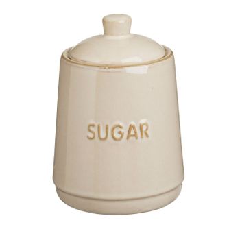 Керамичен съд за захар бежов Nordic style с капак 630 ml