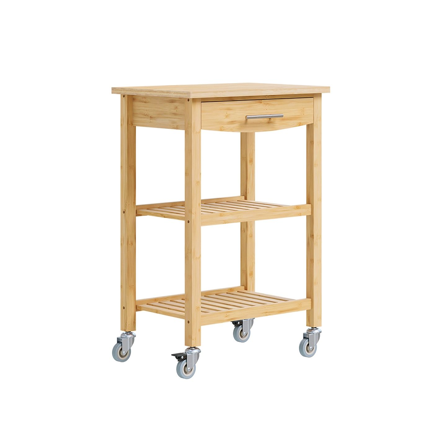 SoBuy | Mobilna kuhinjska vozička iz bambusa s 4 kolesi | 58x36x86 cm | FKW135-N