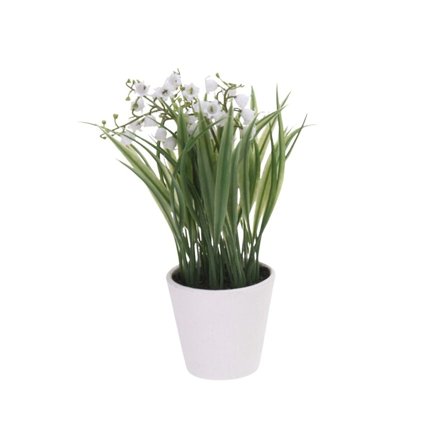 Umělá konvalinka 21 cm v bílém květináči – Moderní dekorace interiéru
