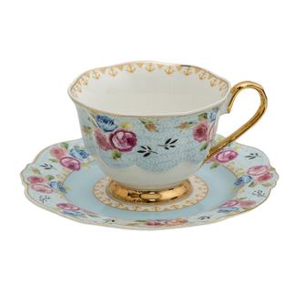 Porcelanasta skodelica s cvetličnim motivom 12x9x7 cm, 15x2 cm, 160 ml