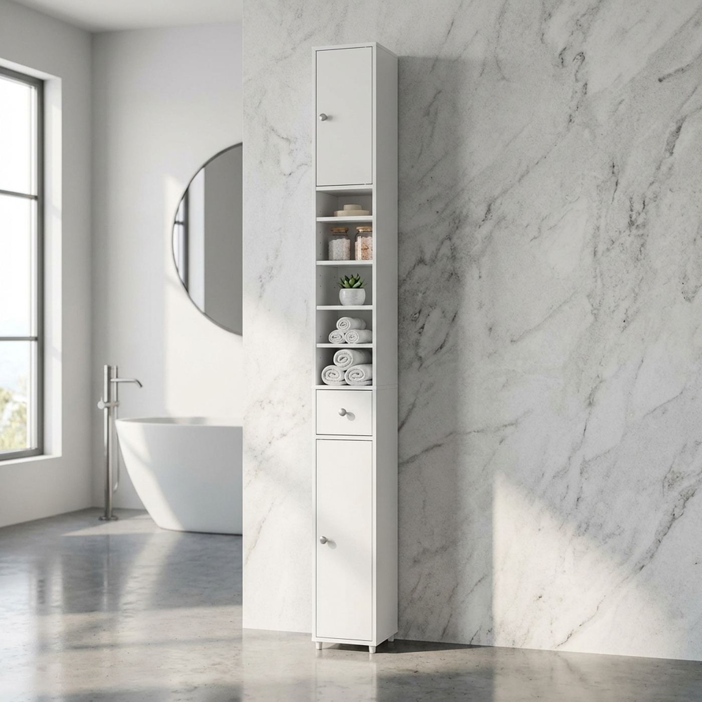 SoBuy fürdőszobabútor, fürdőszoba szekrény, fürdőszoba bútor en BZR34-W - 11