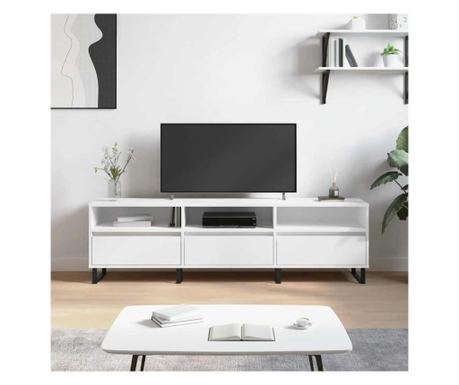 Έπιπλο Τηλεόρασης, Λευκό, 150x30x44.5 εκ., Επεξεργασμένη Ξυλεία
