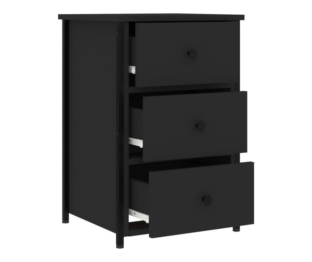 Noćni ormarići, 2 kom, crni, 40x36x60 cm, konstruirano drvo - 7