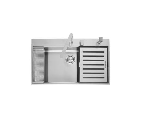 Chiuvetă de bucătărie cu baterie inclusă și accesorii, Barazza, colecție B_Free, 86 x 51 cm, inox