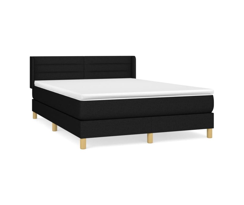 Box krevet s madracem, crni, 140x190 cm, tekstil - 2