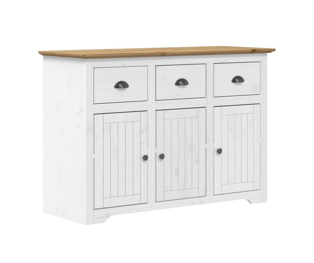BODO Sideboard, bijela i smeđa, 115x43x79,5 cm, masivna borovina - 2
