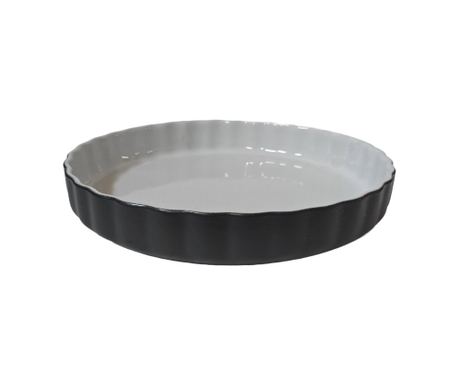 Vas termorezistent rotund, 28x4.5 cm, Alb/Gri