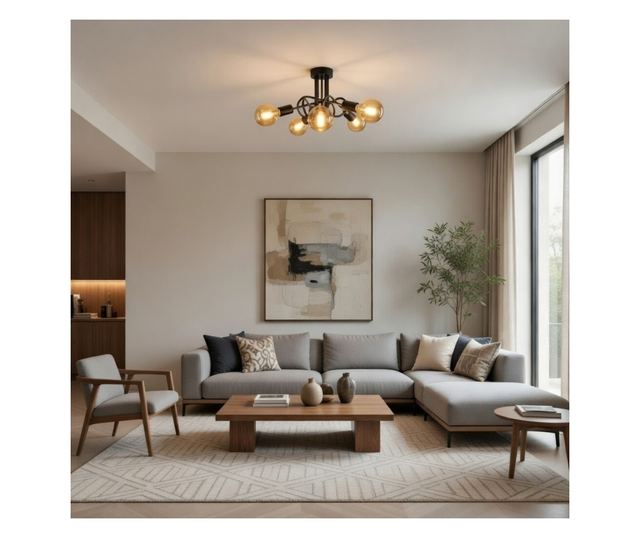 ALEXA Plafonieră, Negru, 5xE27