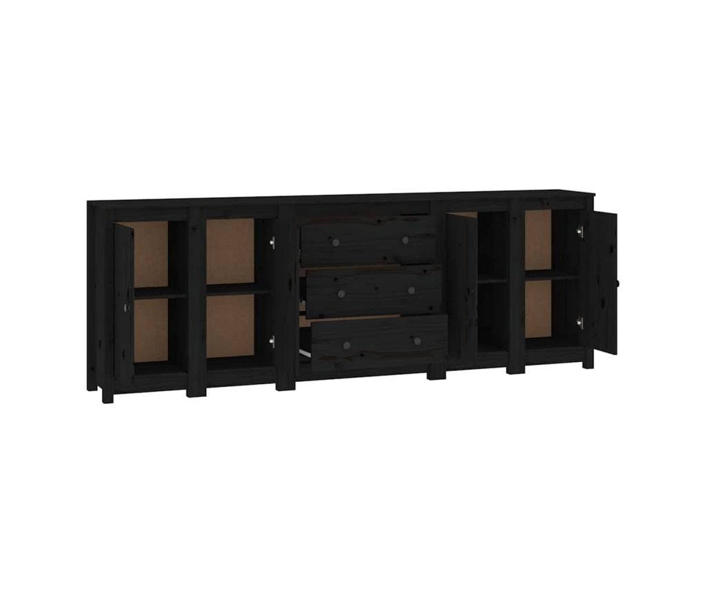 Stojalo, črno, 230x35x80 cm, masivna borovina - 21