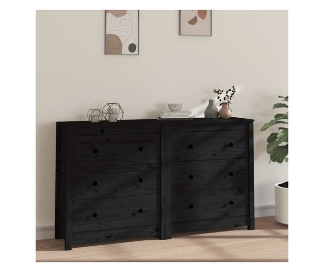 Stojalo, črno, 140x35x80 cm, masivno borovo les.