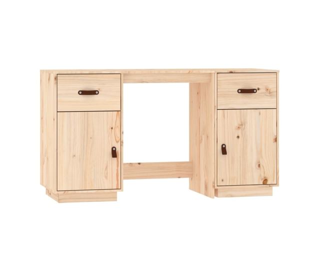 Pisalna miza z omarami, 135x50x75 cm, masivni borov les