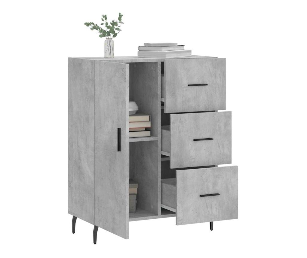 Ogledalo, siva boja betona, 69,5x34x90 cm, konstruirano drvo - 4