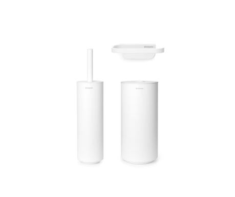 Тоалетна четка с поставка и аксесоари, Brabantia, 3 броя, бял
