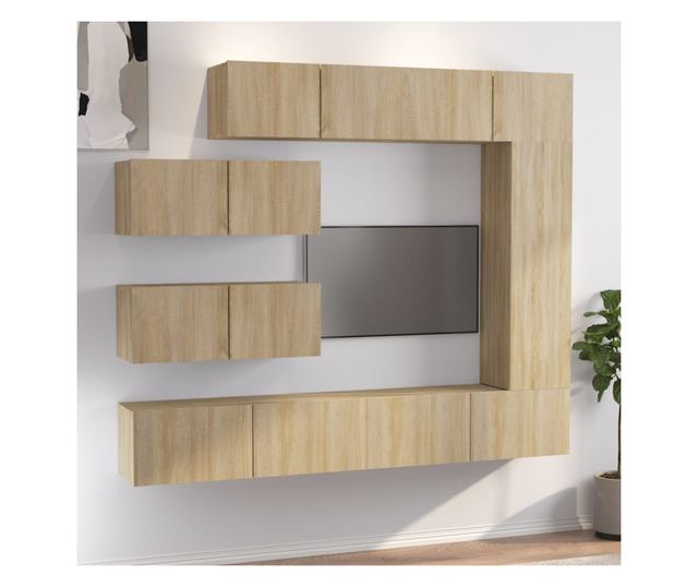 TV omarica set, 7 kosov, sonoma hrast, konstruiran les