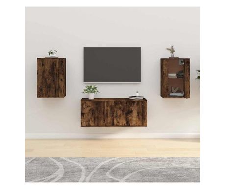 Zidne TV komode 2 kom. Dimljeni hrast 40x34,5x60 cm
