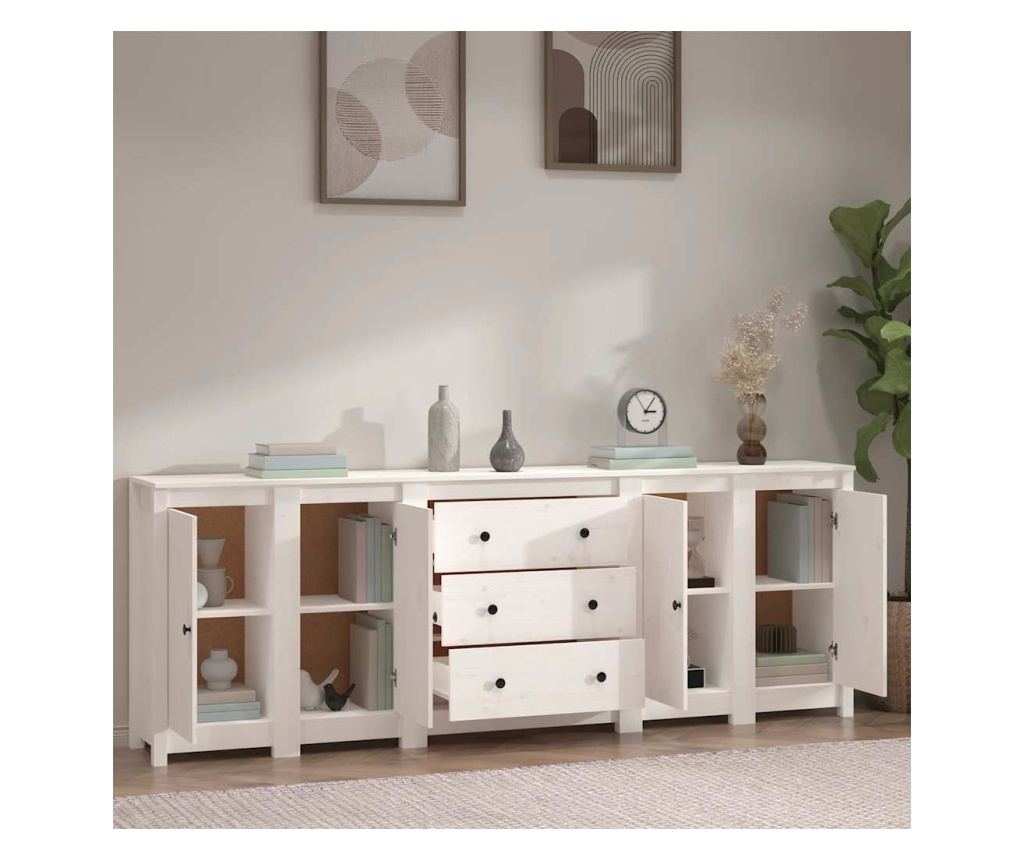 Omarica, bela, 230x35x80 cm, masivni borovec - 3