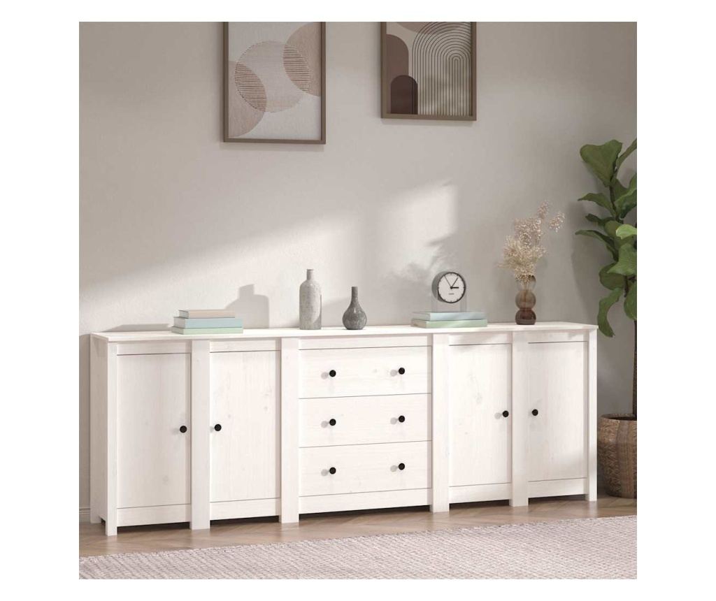 Omarica, bela, 230x35x80 cm, masivni borovec - 9