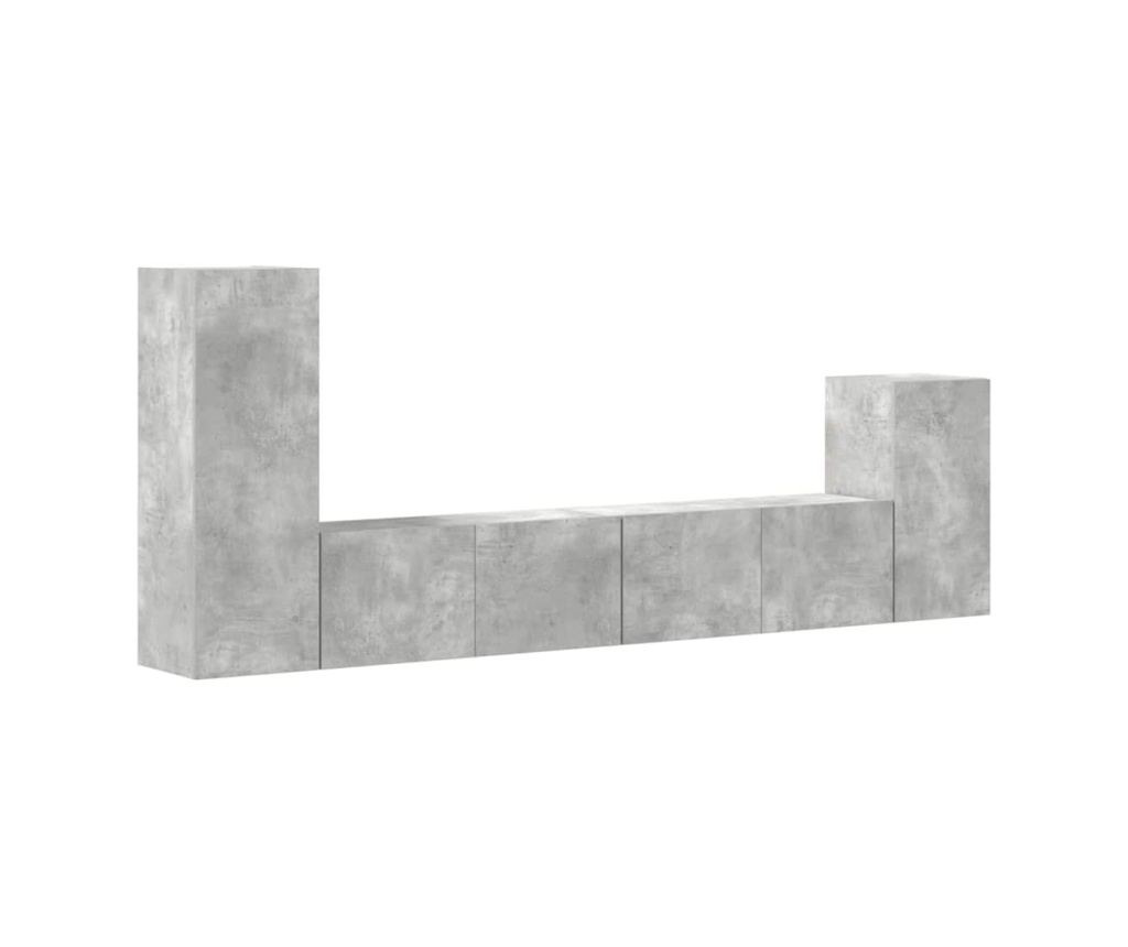 TV omarica set, 4 kosi, betonsko siva, konstruiran les - 2