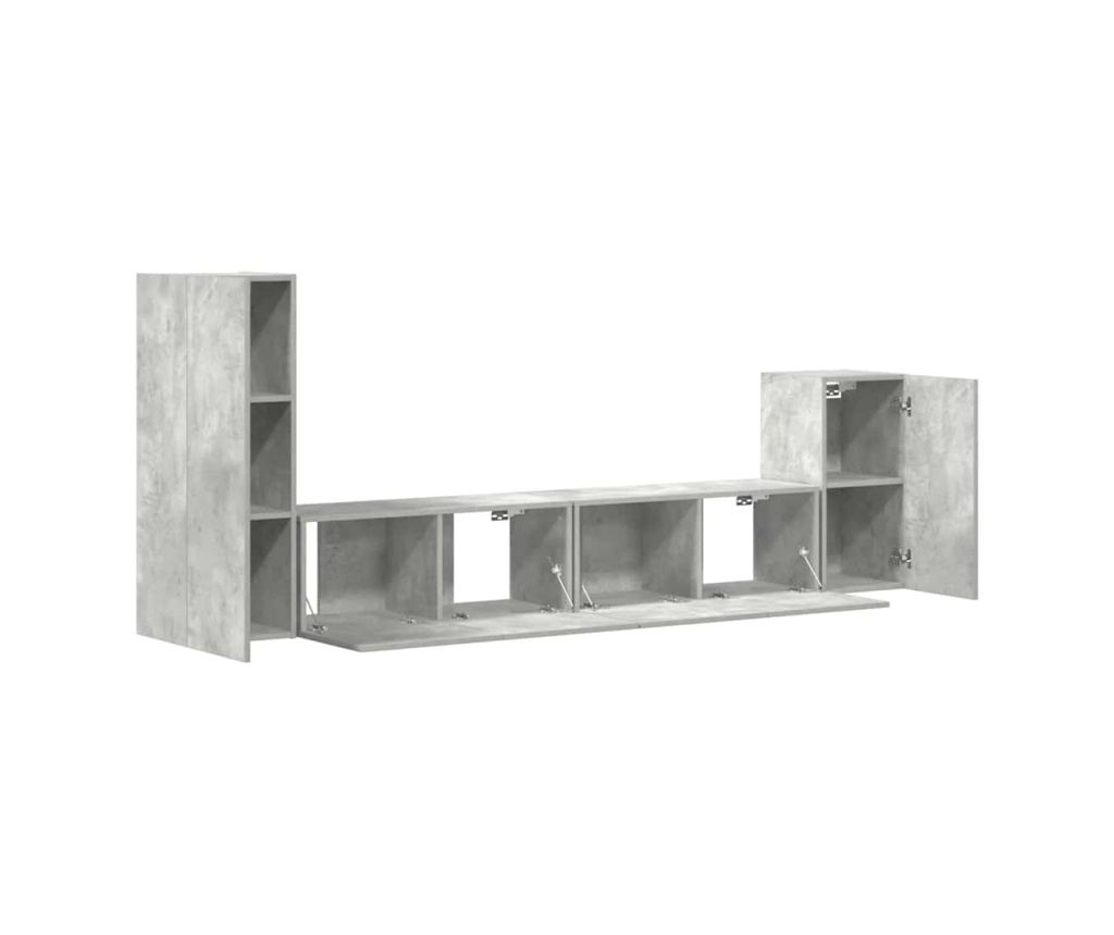 TV omarica set, 4 kosi, betonsko siva, konstruiran les - 5