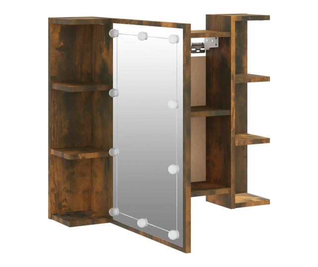 Ogledalni omarici z LED, dimljen hrast, 70x16,5x60 cm