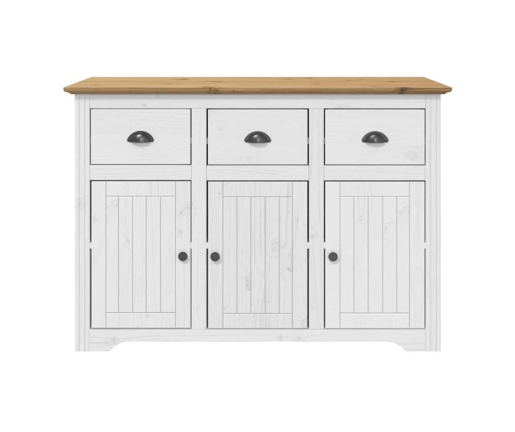 BODO Sideboard, bijela i smeđa, 115x43x79,5 cm, masivna borovina - 3
