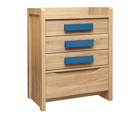 Comoda Playroom cu sertare, 63x40x80cm, nuanta sonoma/albastru