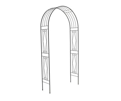 Vrtna pergola, črno železo rože 120 x 36 x 240 cm