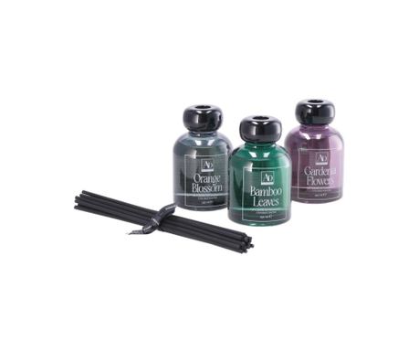 Set od 3 sobna parfema sa štapićima difuzora, naranča, lišće bambusa, cvjetovi gardenije, 3 x 150 ml