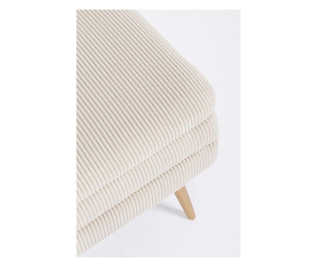 Úložná lavice Olga - Textil, bílá/přírodní ocel, 79,5x37,5x42cm - 2