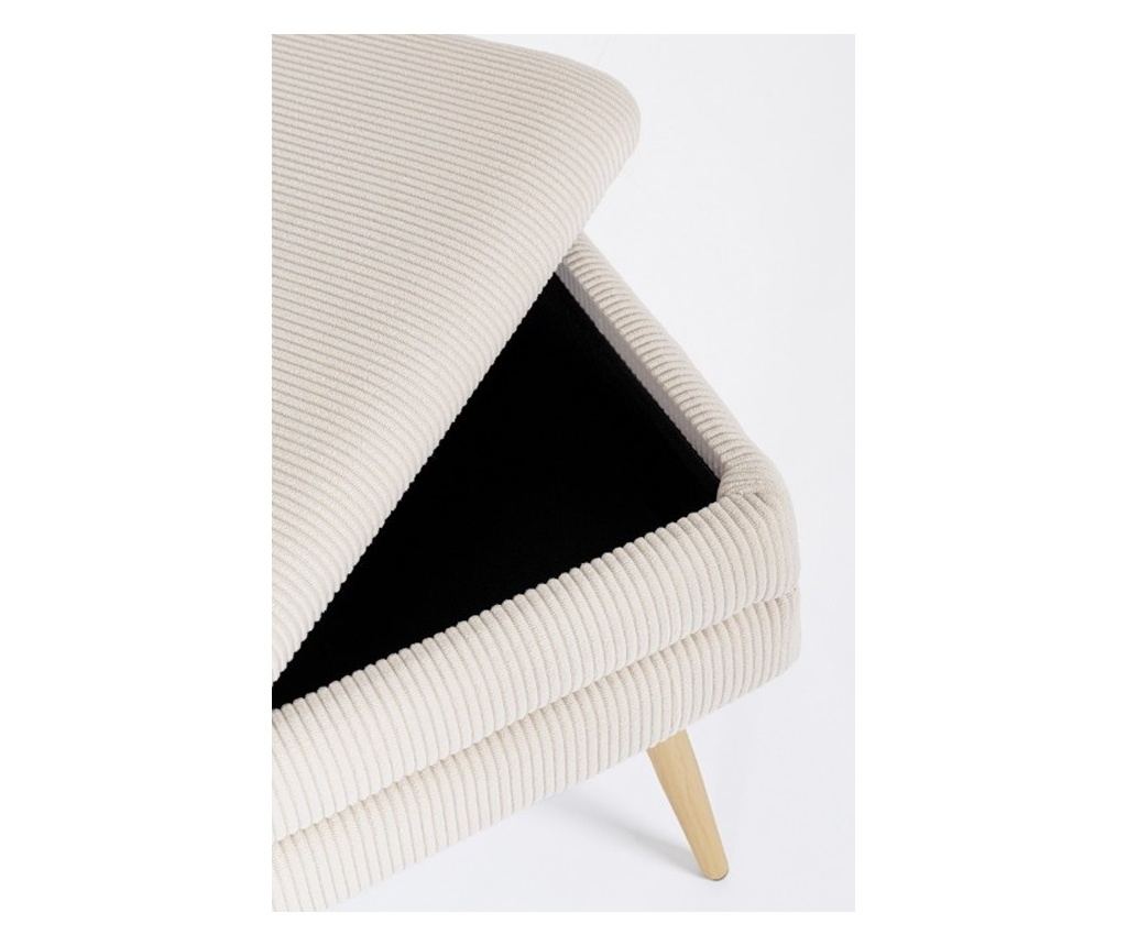 Úložná lavice Olga - Textil, bílá/přírodní ocel, 79,5x37,5x42cm - 5